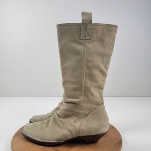 Fiorentini Baker Boots Biege Tan Suede Zip Up Shoes Womens Size EU 39 US 8 Italy